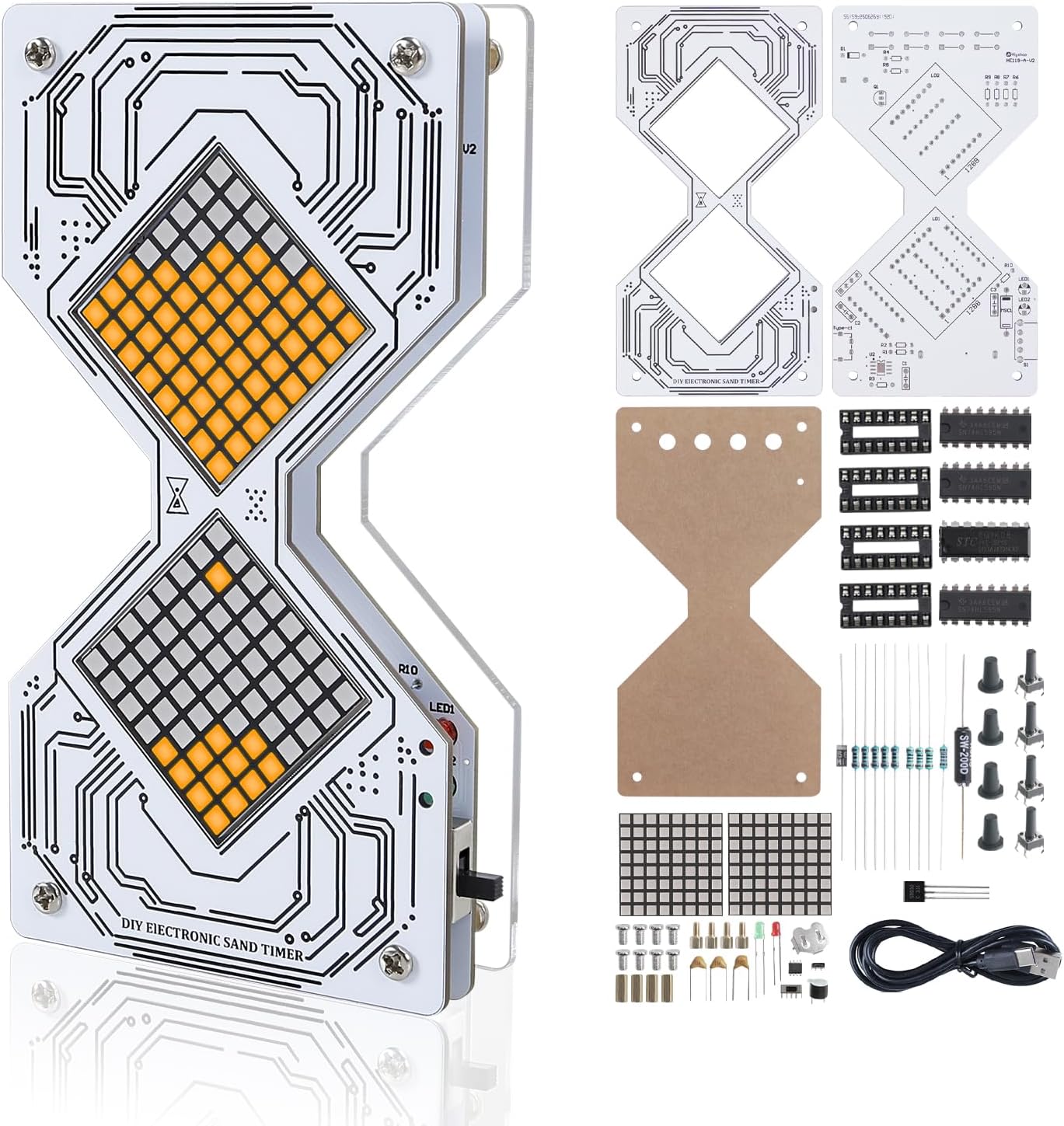 Diy Electronics Kits For Adults - DIY電子砂時計はんだ付けキット LED砂時計 1～99分調整可能カウントダウン機能付き STEM電子工作キット（大人向け）