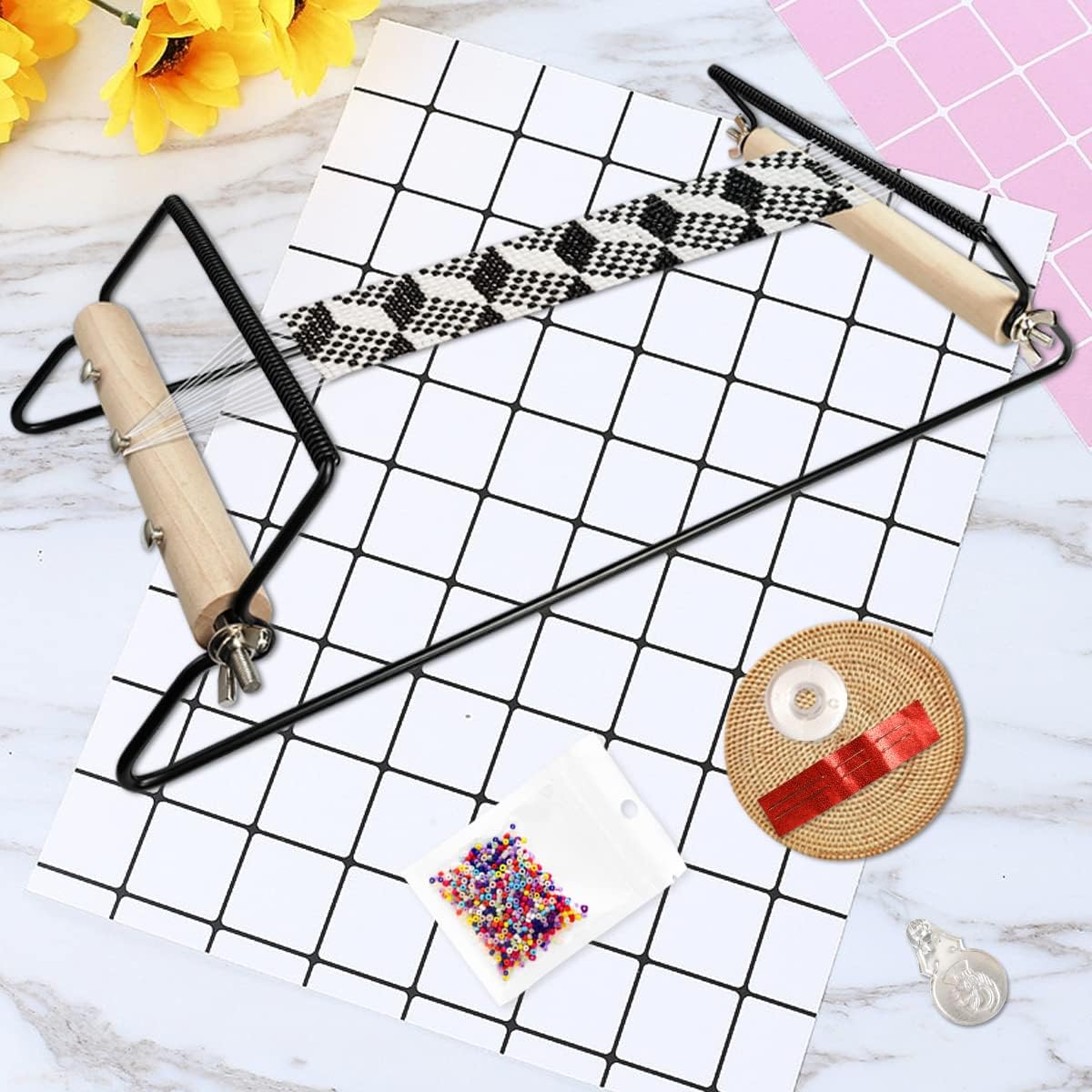 Diy Electronics Workbench - Xuqian-大きな金属製のビーズムキット,織りのブルーム,シードビーズの針,DIYブレスレットとネックレスの製造,15x36cm