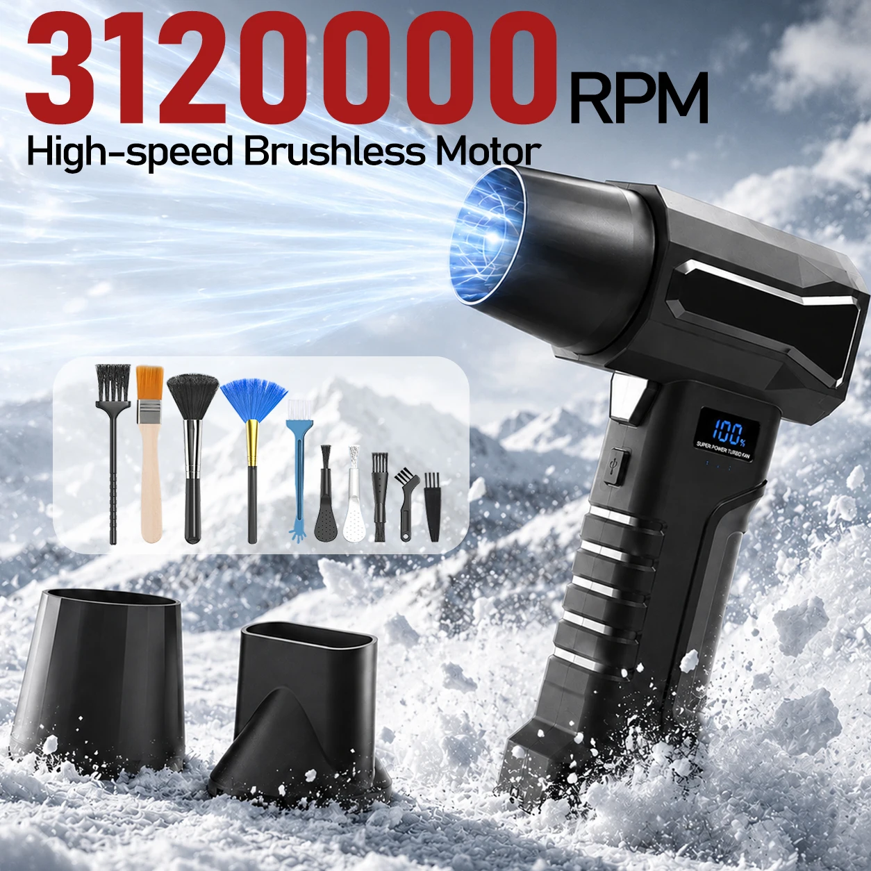 Diy Electronics Cleaner - 3120000RPM ジェットエアブロワー 超強力風圧 充電式電動ダスター 車・家庭用電子機器清掃用