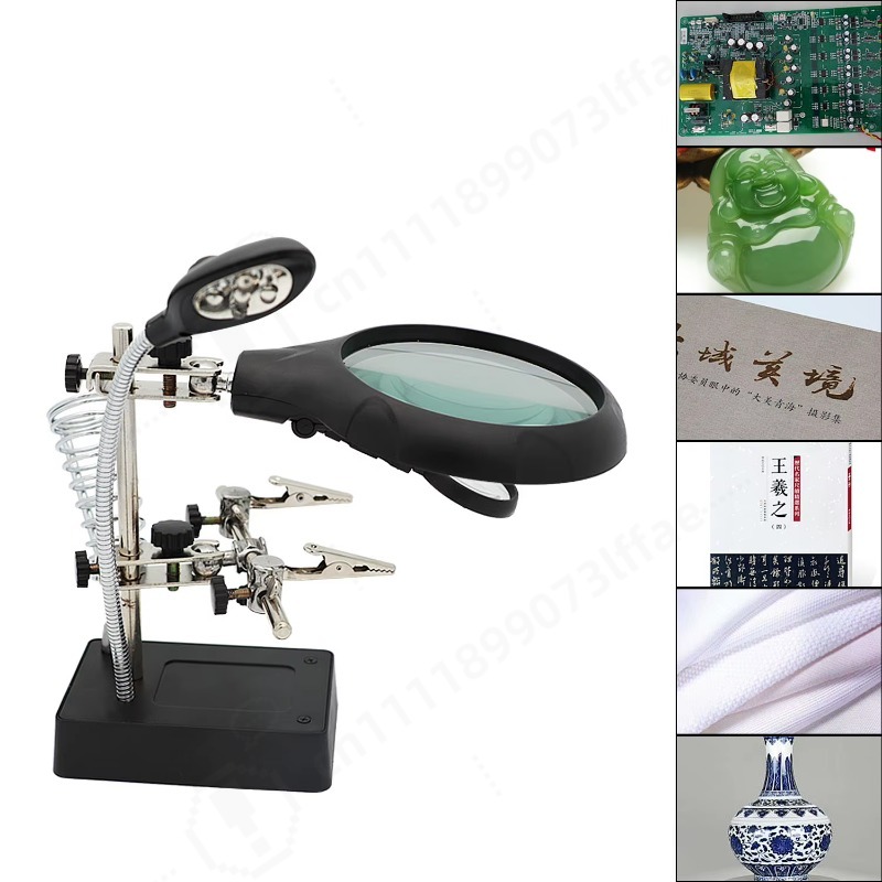 10倍溶接拡大鏡 LEDライト付き電気はんだごてスタンド 作 - Diy Electronics Workbench のレビューと価格