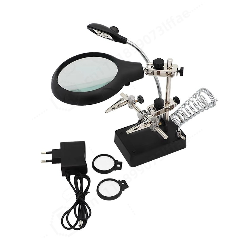 10倍溶接拡大鏡 LEDライト付き電気はんだごてスタンド 作 - Diy Electronics Workbench のレビューと価格