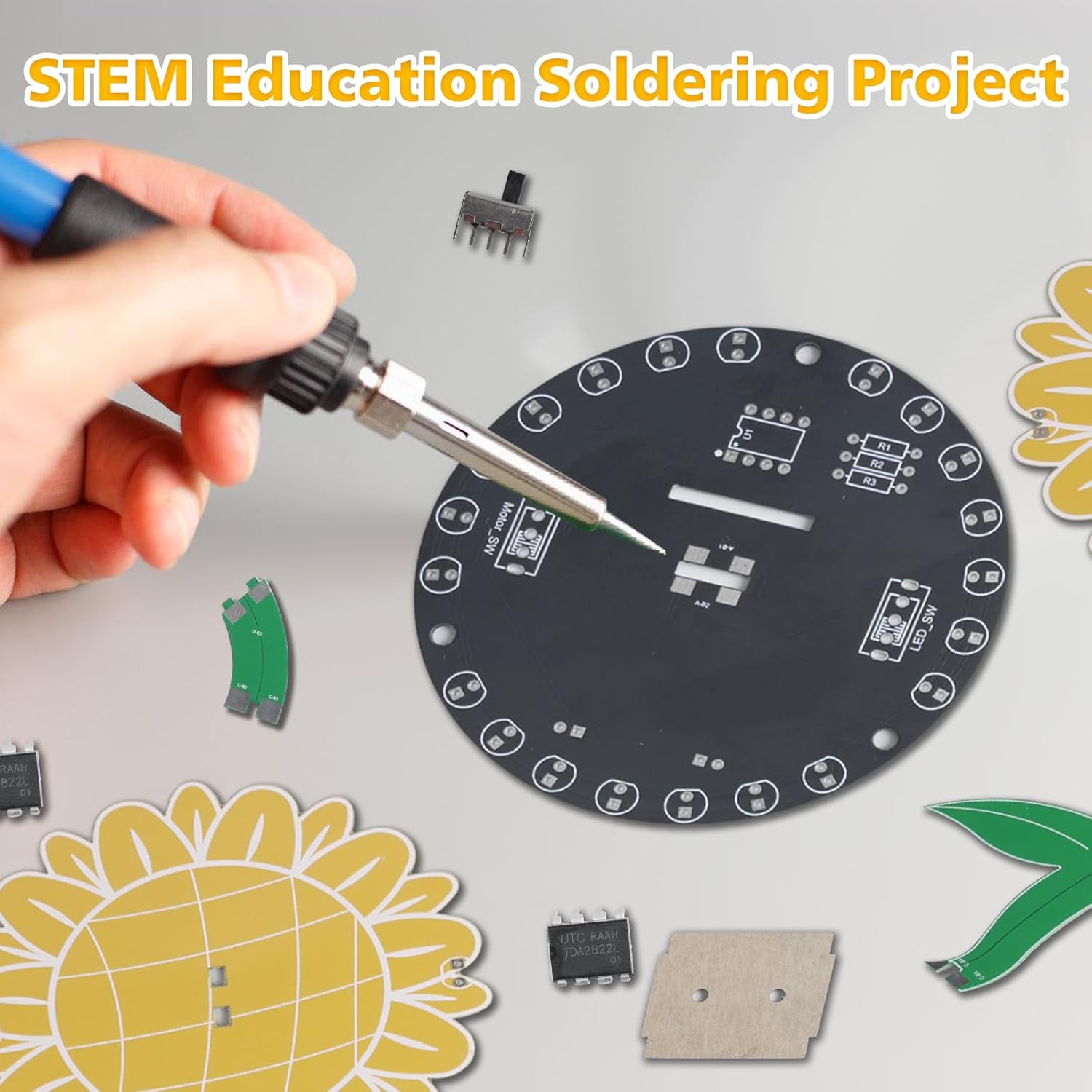 光追いかけひまわりはんだ付け練習キット DIY 回転ひまわり - Diy Electronics Kits For Adults のレビューと価格