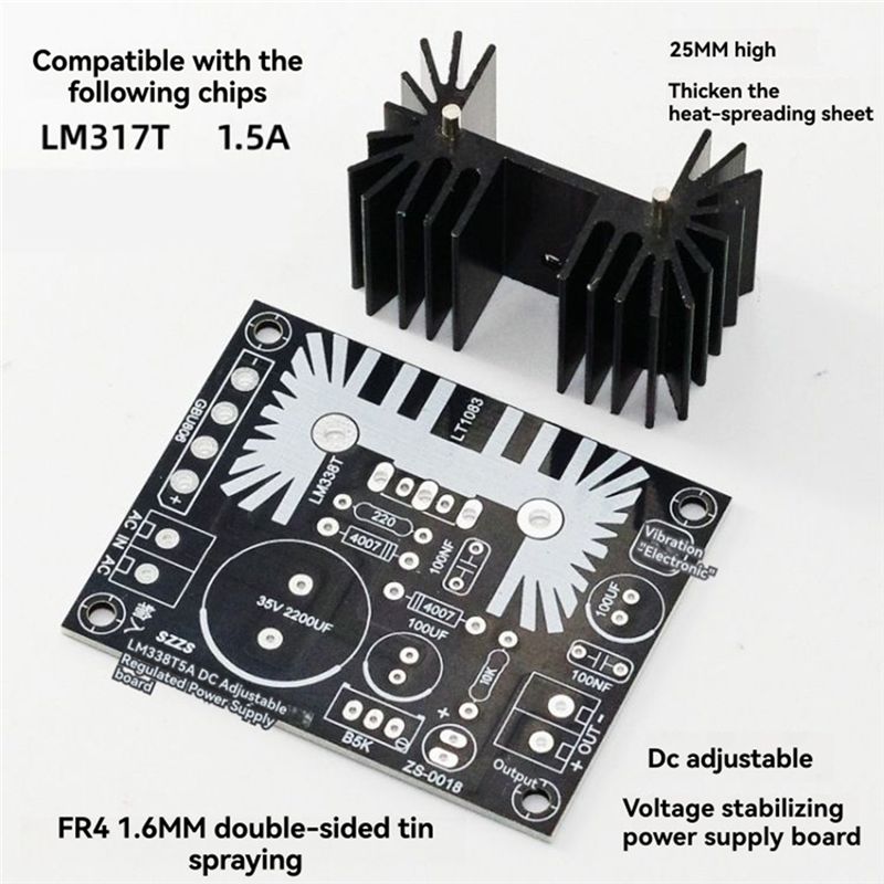 調整可能なリニア安定化電源ボード LM317 1.5A 出力 - Diy Electronics Filament のレビューと価格