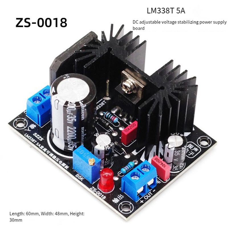 LM338 5A 出力調整可能なリニア安定化電源ボードフィラ - Diy Electronics Filament のレビューと価格